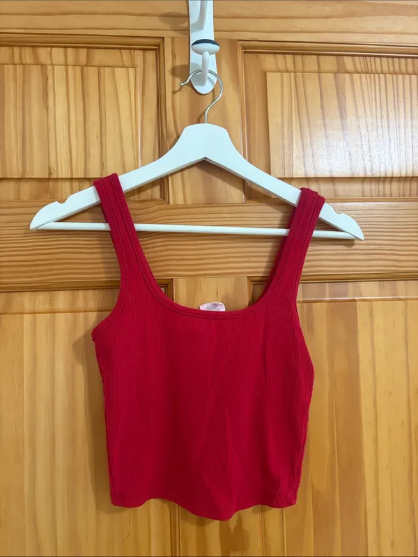 Full Tilt Size Small Red Ribbed Crop Top Tank Top - Image 3