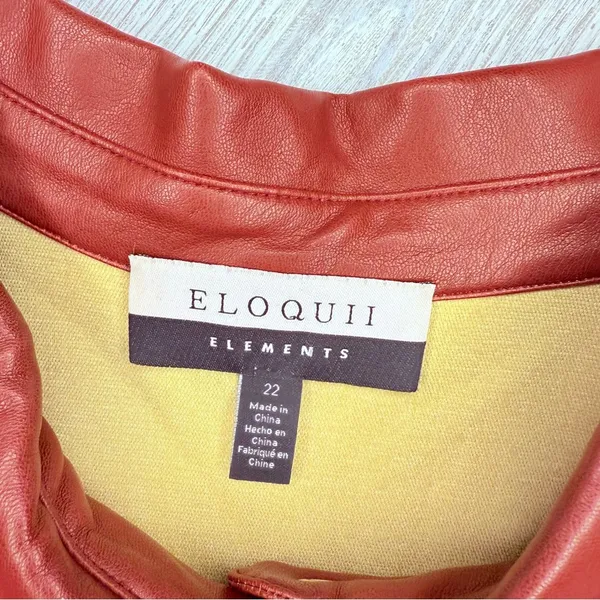 ELOQUII Elements Women's Plus size Mini Faux Leather Shirt Dress jacket coat 22 - Image 3