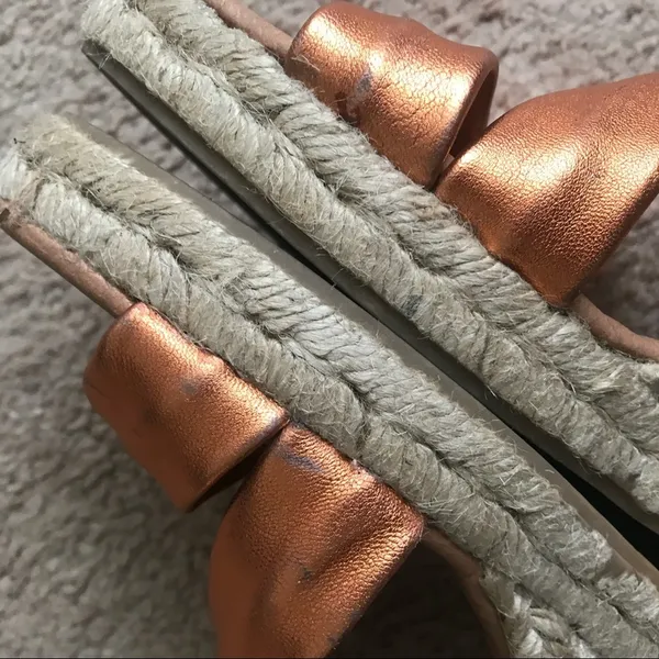 Anthropologie Pinaz‎ Espradilles Gold Copper Metallic Strappy Summer Heel 40 - Image 3
