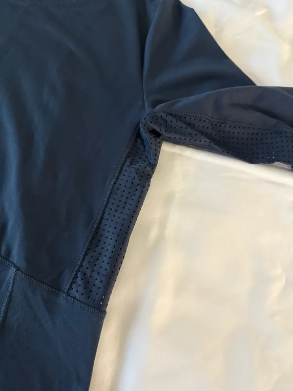 Calia by Carrie Dark Blue Long Sleeve Running Top With Breathable Panels And Reflective Detail - Image 4