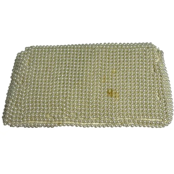 VTG 50s Pearl Beaded Clutch Japan White Evening Bag Glam Coquette Bridal Wedding - Image 2