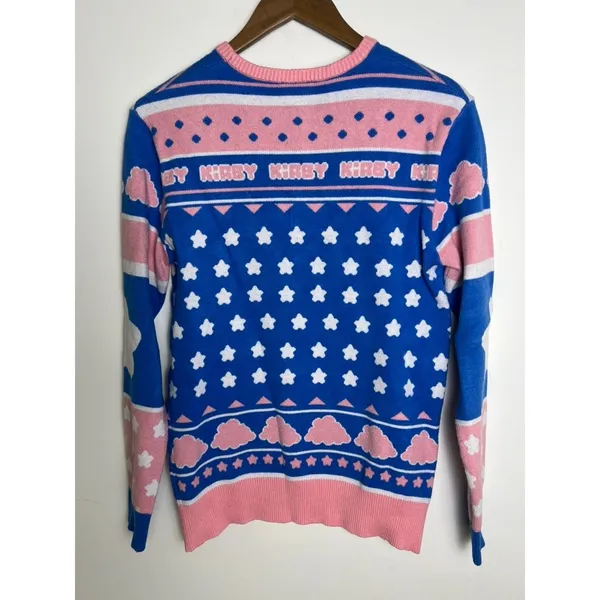 BoxLunch Kirby Nintendo Blue Pink Star Cloud Knit Sweater Women's XS Video Game - Image 2