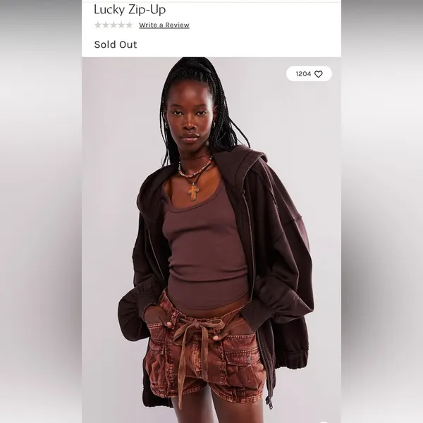 FREE PEOPLE Lucky Zip Up Slouchy Hoodie Jacket Size M New w/o Tag MSRP $148 SOO - Image 4