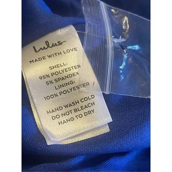 NWT Lulus Glittering Glamour Royal Blue Mock Neck Mini Dress L Bling Sexy Party - Image 9