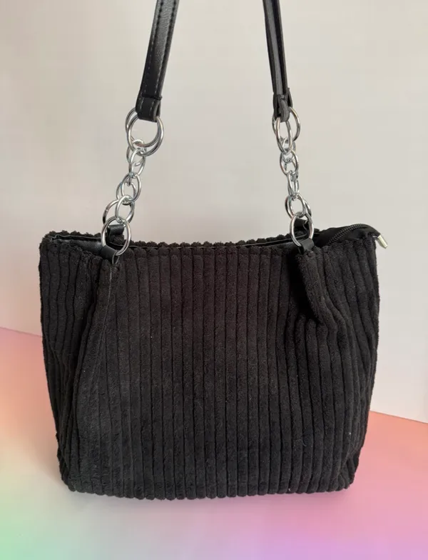 Black Corduroy Handbag - Image 2