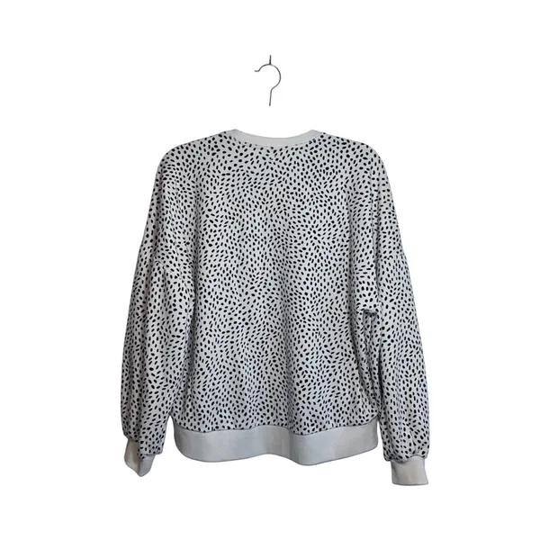 Calia by Carrie Cream & Black Dotted Sweatshirt Crew Neck Relaxed Fit - Image 6