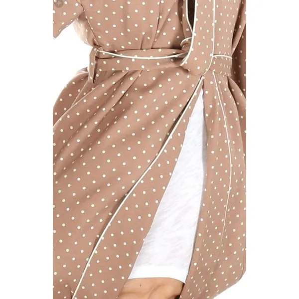 Frame Smoking Jacket Womens Medium Brown White‎ Polka Dot Belted Career Preppy - Image 3