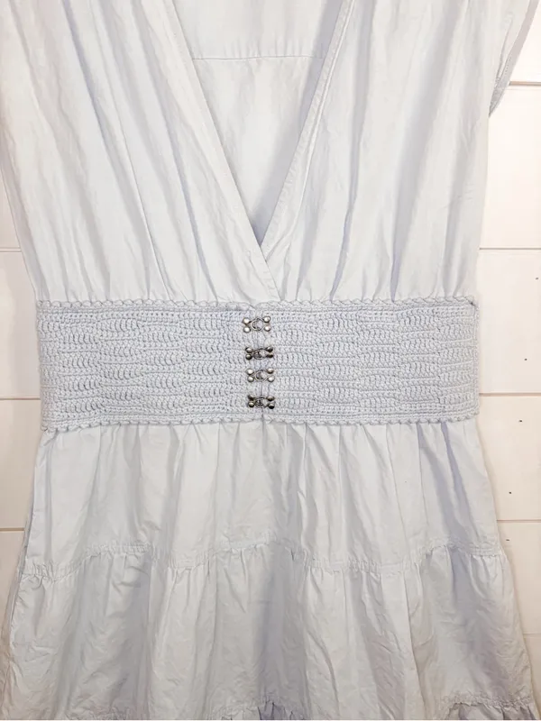 Derek Lam Light Blue Poplin V-Neck Tiered Midi Dress EUC US Size 4 MSRP $398 - Image 8