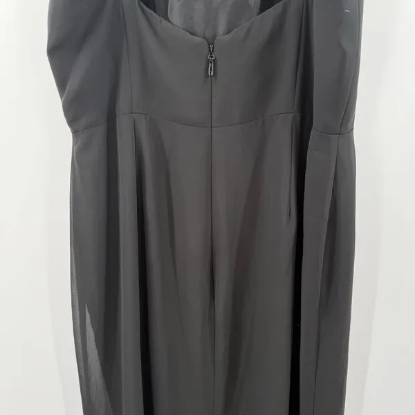 Azazie Tayla Dress Size 14 Bridesmaid Black Chiffon V-Back Side Boning Wedding - Image 10