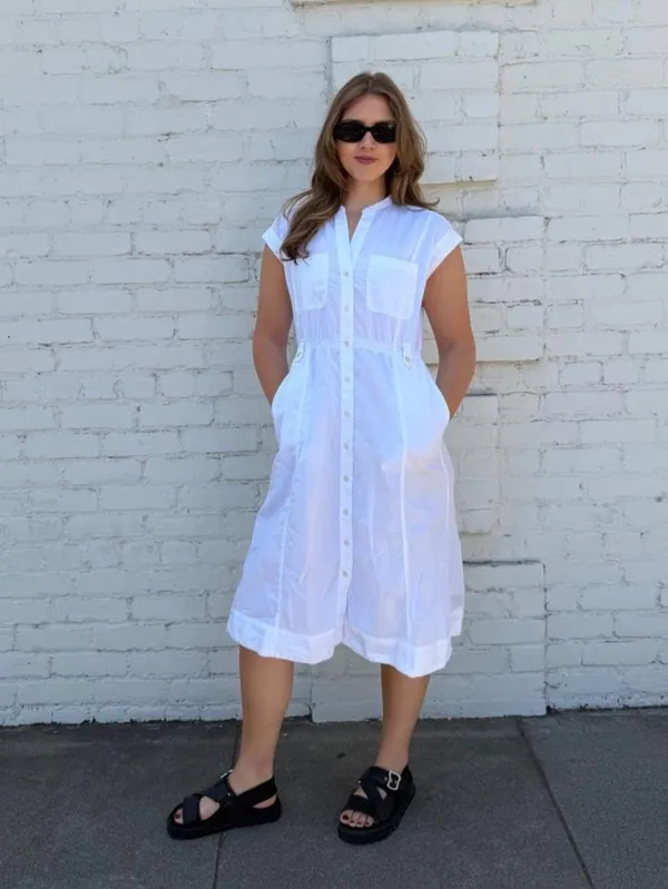 Free Assembly white linen dress with pockets sz S #linendress #bohemian #beach #oldmoney - Image 2