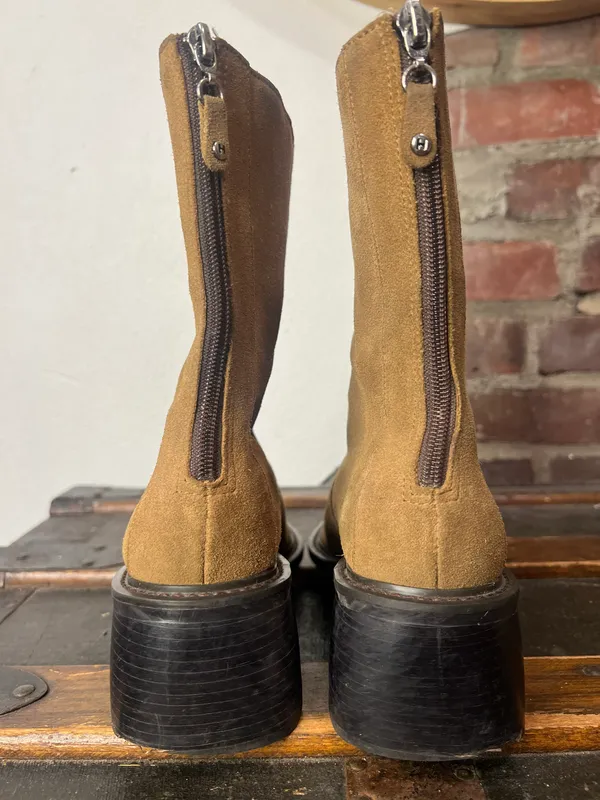 Tommy Hilfiger Womens Vintage Y2K Suede Squared Toe Block Heel Boots Size 7.5 - Image 7
