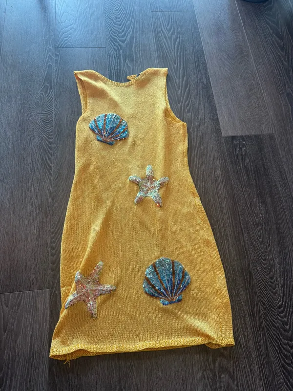 Ego official sleeveless sequin shell detail mini dress in yellow - Image 2