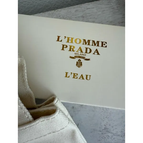 NIB Prada L'Homme White Canvas Tote - Image 5