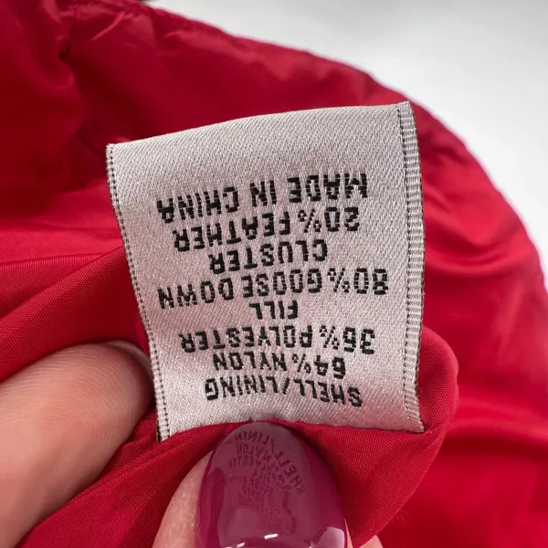 Talbots Women's Red Goose Down‎ Puffer Vest Belted Collar Quilted Fill Size L - Image 5