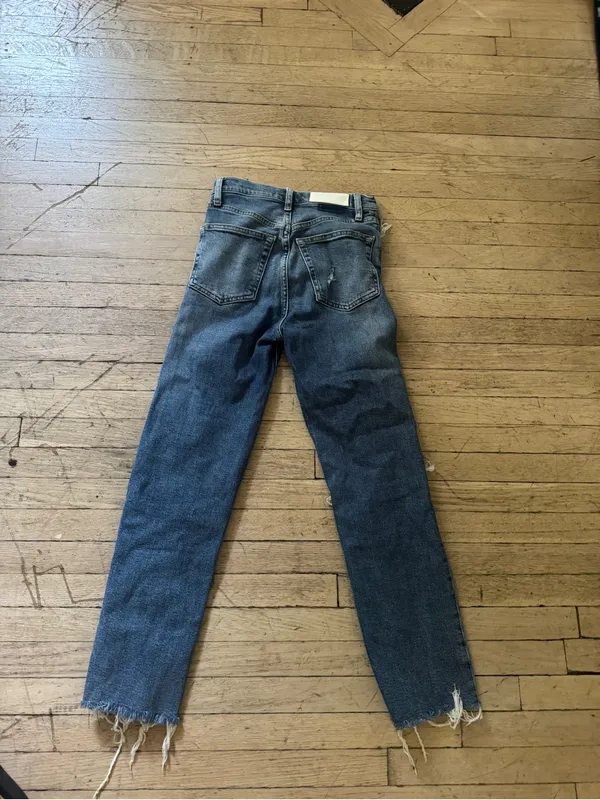 Re/Done Classic Button-Fly Distressed Women’s Jeans - Blue - Image 9