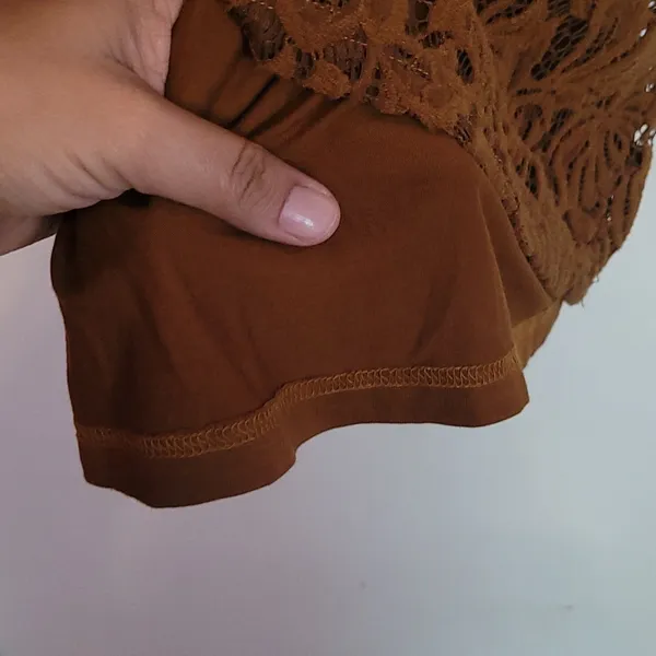 FREE PEOPLE Dana’s Bodycon Textured Lace Dress in Rust Brown Size XS - Image 7