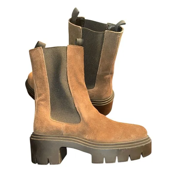 Steve Madden Brown Leather Platform Lug Boots(Size 9.5M) - Image 6