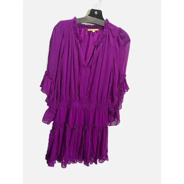 Gianni Bini Mini Dress Womens S‎ Purple Ruffle Tiered Smocked Waist Party Boho - Image 2