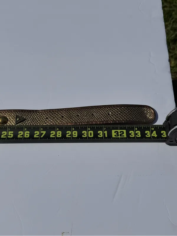 Vintage Western Snakeskin Print Studded Belt Bronze Gold Boho Size M - Image 12