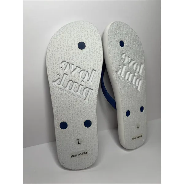Victoria's Secret PINK Flip Flops Large Collegiate‎ Pennant Love Spirit New - Image 8