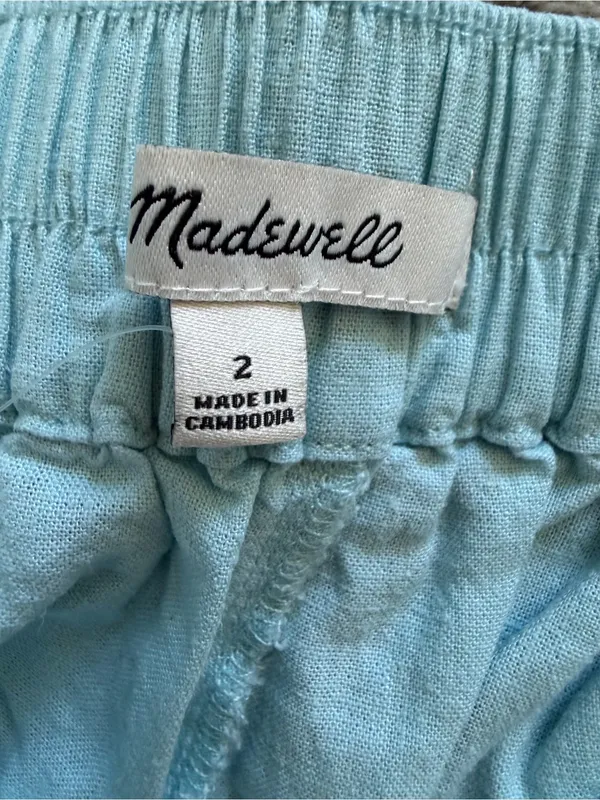 Madewell Pull-On Straight Crop Pants Size 2 Blue Heron Linen Blend N0954 - Image 4