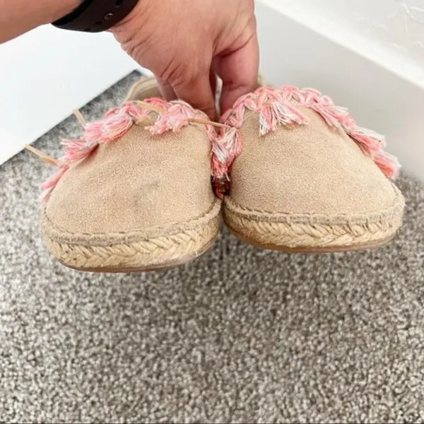 Espadrille Flats Size 38 Tan Suede Tassel Slip On Braided Boho Cottage Vacation‎ - Image 3