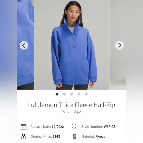 Lululemon Thick Fleece Quarter Zip Size XS/S Wild Indigo‎ - Image 6