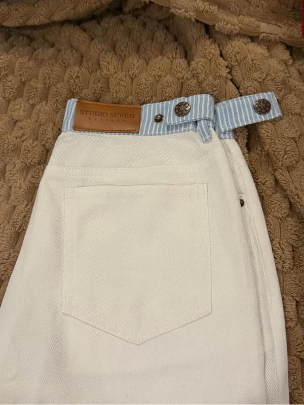 Studio seven designs Jodie Jeans white with blue trim - Image 8