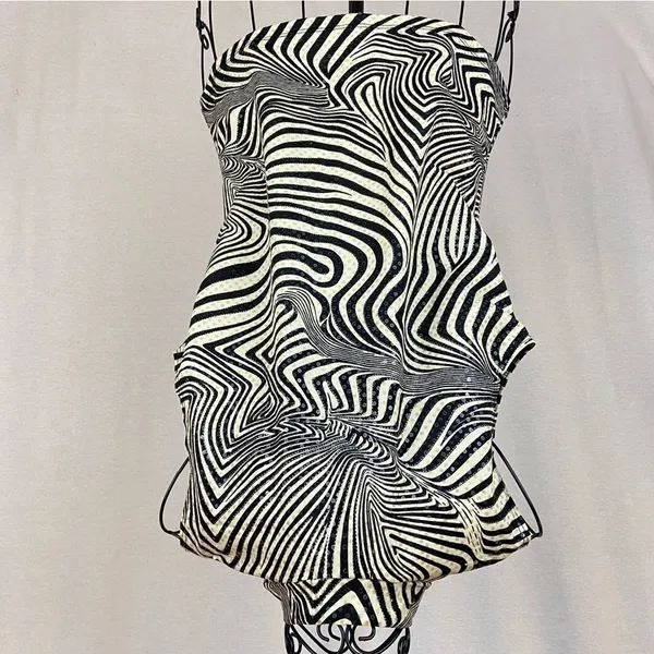 Vintage Y2K Jaipur Zebra Print Top Sparkle Sleeveless Mobwife Animal Print Large - Image 7