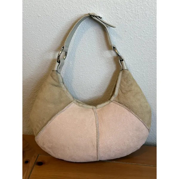 UGG Bag Purse Shoulder Handbag Pink‎ Tan Suede Shearling Malibu Boho Handbag - Image 2