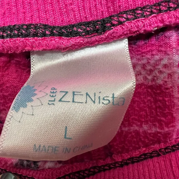 ZENista Pink Plaid Fleece Pajama Set Waffle Henley Top & Pants‎ L Long Sleeve - Image 10