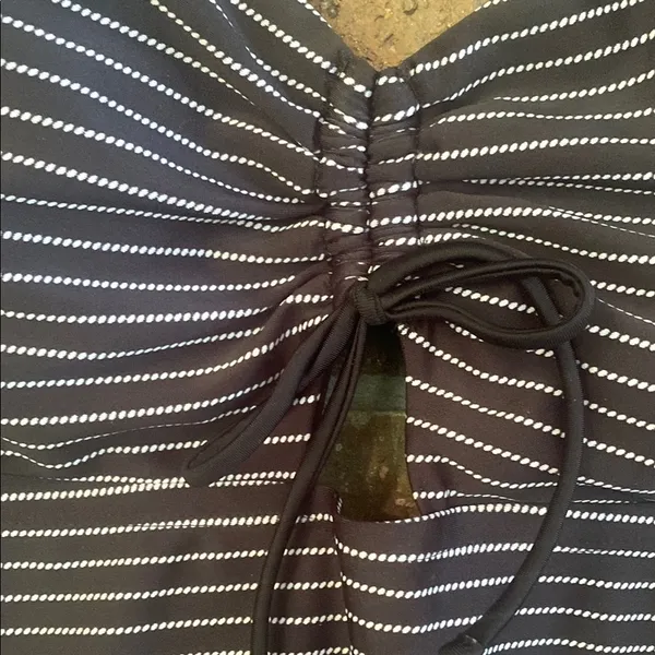 Time and Tru Black and White Striped Bikini Top - Image 2
