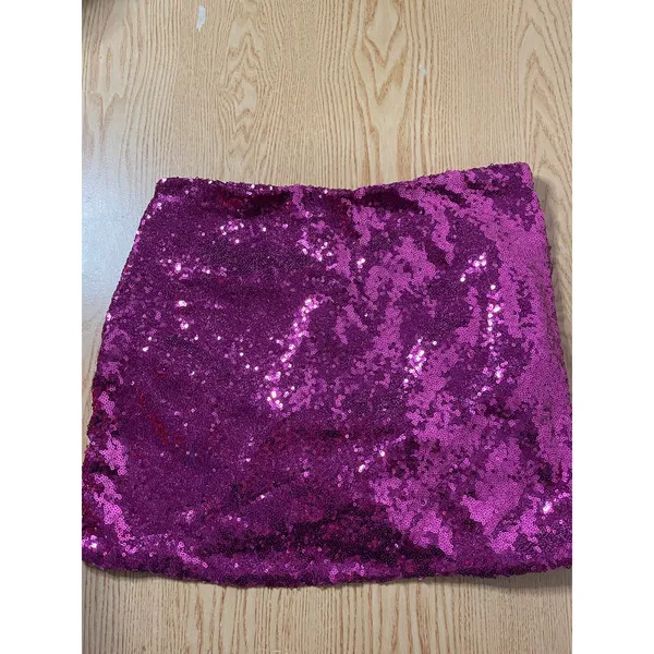 New Women’s Sincerely Jules Sequined Ruched Mini Skirt Dark Pink size Medium - Image 3