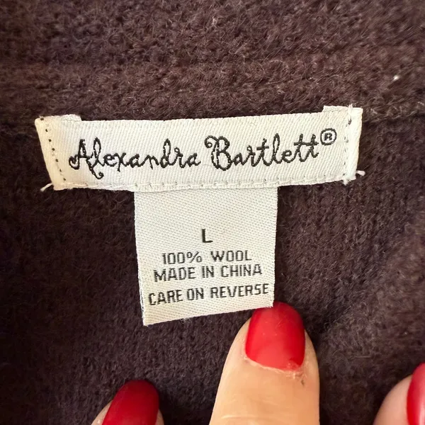 Alexander Bartlett 100% Wool Embroidered Floral Long Coat Women L Boho Brown - Image 7