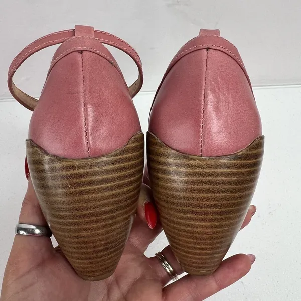JUMP 7.5 Bayke Pink Leather Ankle Strap Cone Heel dOrsay Pumps Retro Style - Image 13