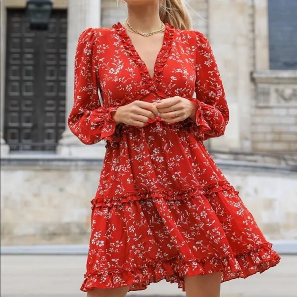✨2xHP✨Flounce Sleeve Backless Frill Floral Dress✨ - Image 2