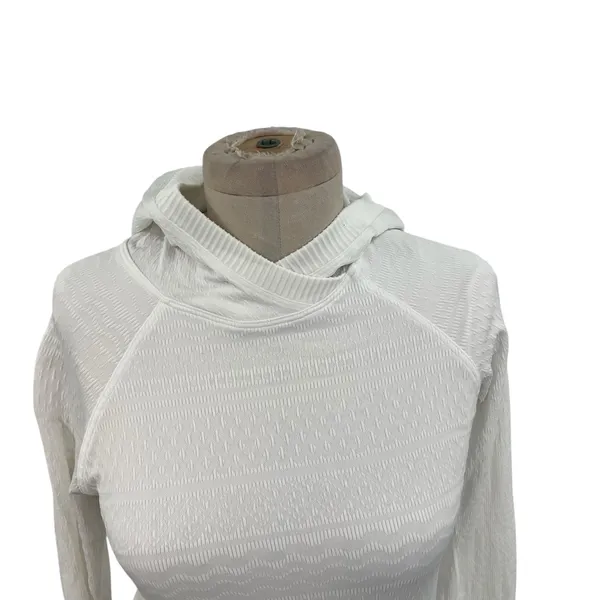 Lululemon Rest Less Hoodie‎ Long Sleeve Seamless Stretch Textured White Size 2 - Image 2