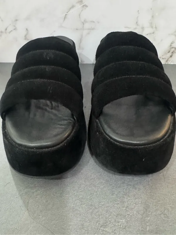 Free People Black Quilted Platform Slide Sandals - Image 3