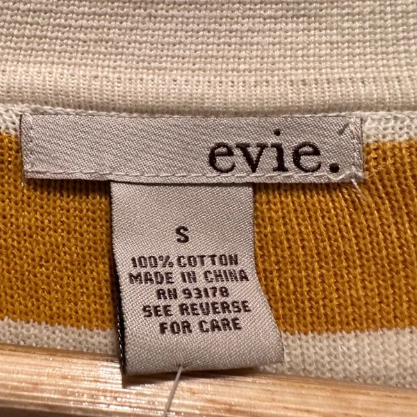 Evie Mustard Yellow‎ Striped Cardigan Sweater Small Preppy Knit - Image 3