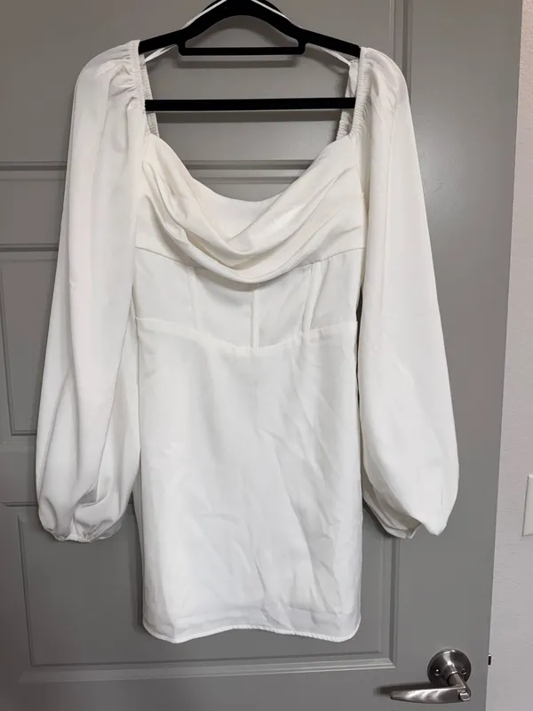 White Princess Polly Long Sleeve Mini Dress - Image 2