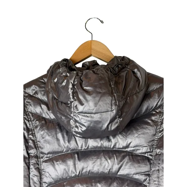 Andrew Marc Puffer Jacket Women Medium Pewter Lightweight Packable Down Hooded‎ - Image 4