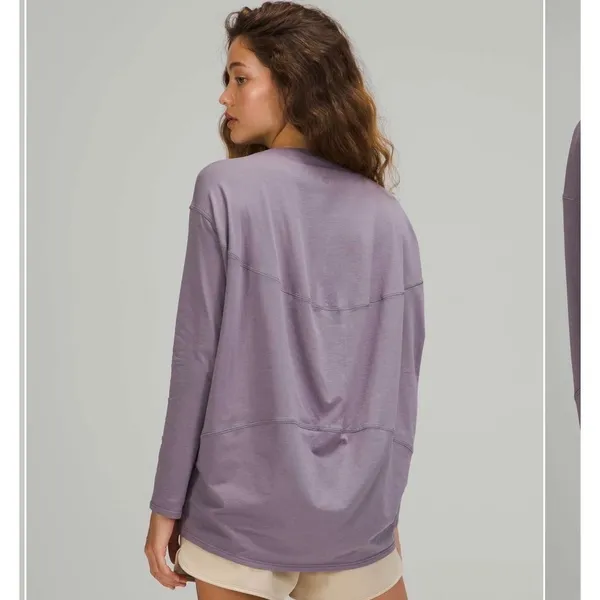 Lululemon Back In Action Long Sleeve Shirt Womens L dusty Lavender Athleisure - Image 2