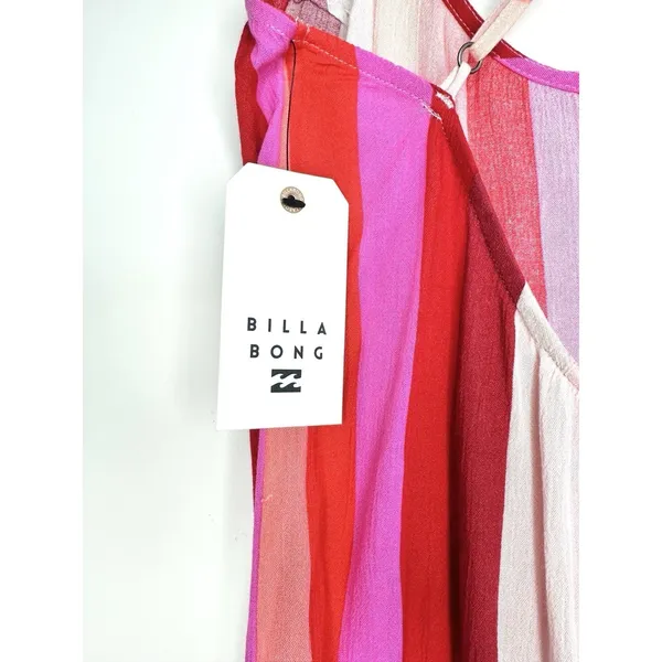 Billabong Wanna Be Around Maxi Dress XS Red Pink High Slit‎ NWT Beach Cover Up - Image 12