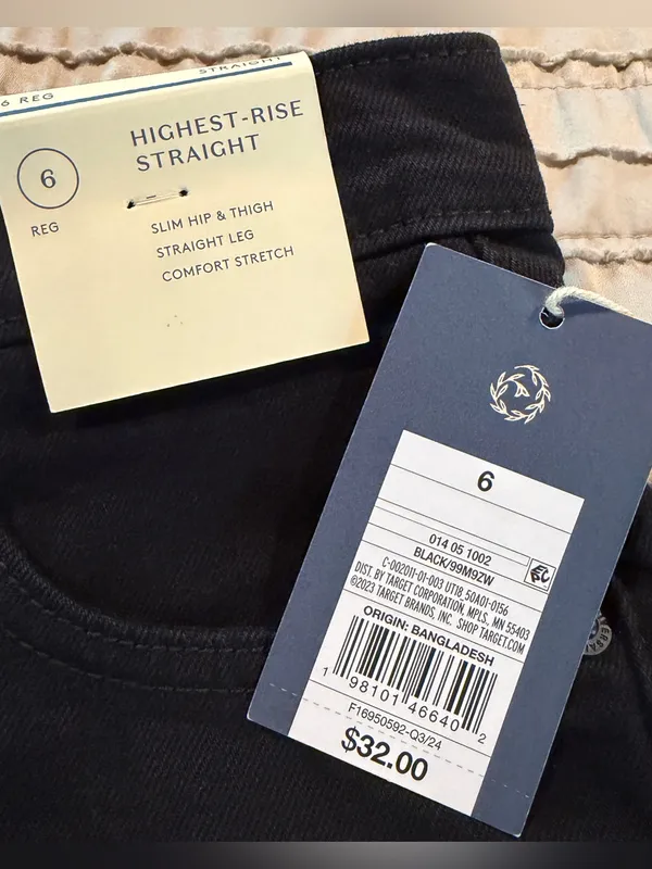 Universal Threads Highest Rise Straight Denim Jeans Black 6 NWT Stretch - Image 6