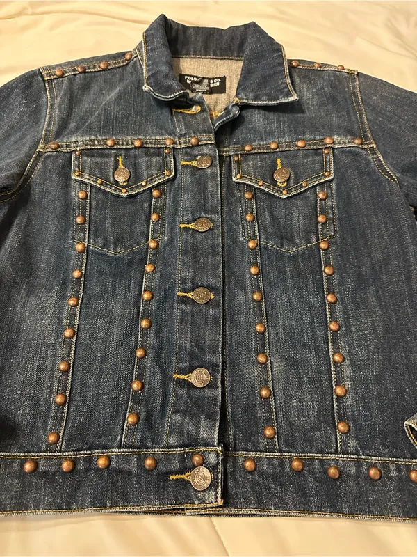 Polo Jeans Co. by Ralph Lauren Dark Blue Vintage Studded Denim Jacket - Size M - Image 5