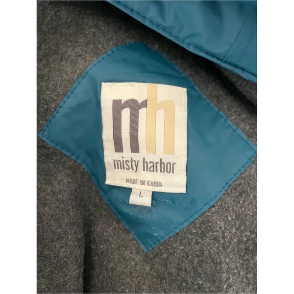 Misty Harbor Rain Coat Jacket Womens Large Teal Hooded Fleece Lined Vinyl Coat - Image 13