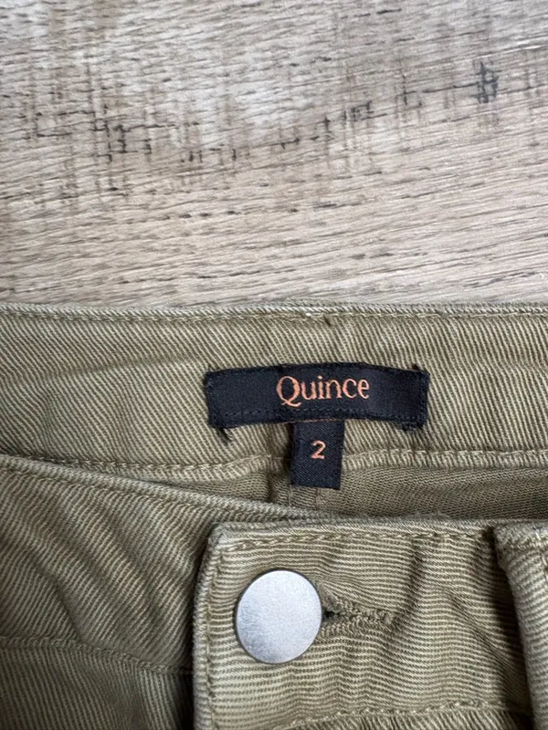 Quince Organic Stretch Cotton Twill Straight Leg Cropped Pants Olive size 2 - Image 6