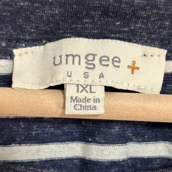 Umgee Tunic Top Womens‎ 1XL Navy Striped Raglan Kangaroo Pocket Casual Nautical - Image 6