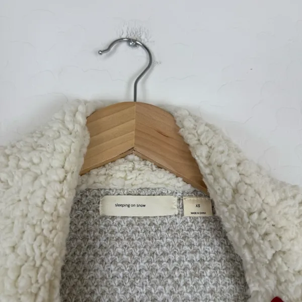 Anthropologie Sleeping on Snow Beige Sherpa Lining Coat Long Sweater - Image 6