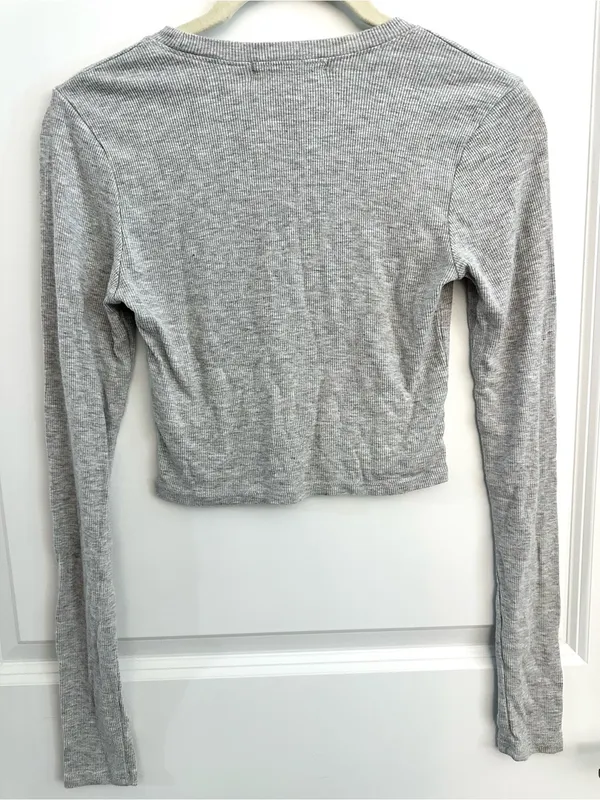 Joah Brown Cropped Ribbed Crew Neck XS/S - Image 2